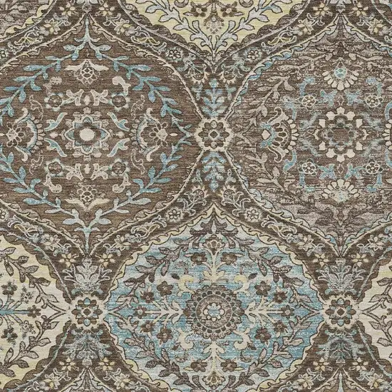Brown And Graphite Ogee Washable Indoor Outdoor Area Rug Photo 3