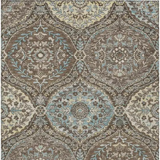 Brown And Graphite Ogee Washable Indoor Outdoor Area Rug Photo 4