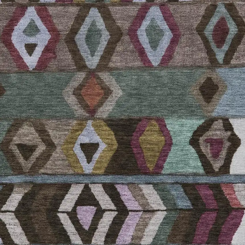 Brown And Graphite Tribal Washable Indoor Outdoor Area Rug Photo 3