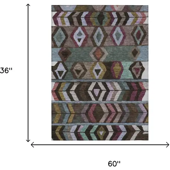 Brown And Graphite Tribal Washable Indoor Outdoor Area Rug Photo 7