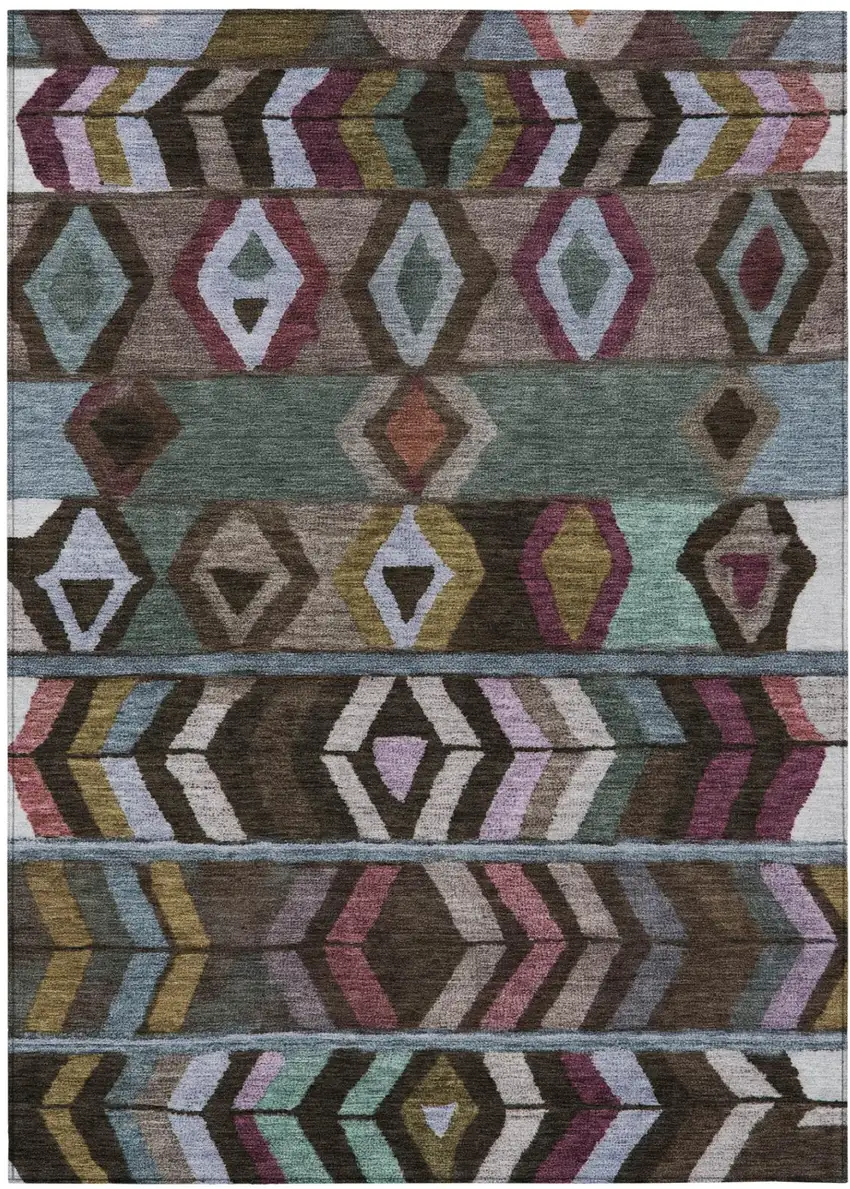 Brown And Graphite Tribal Washable Indoor Outdoor Area Rug Photo 2