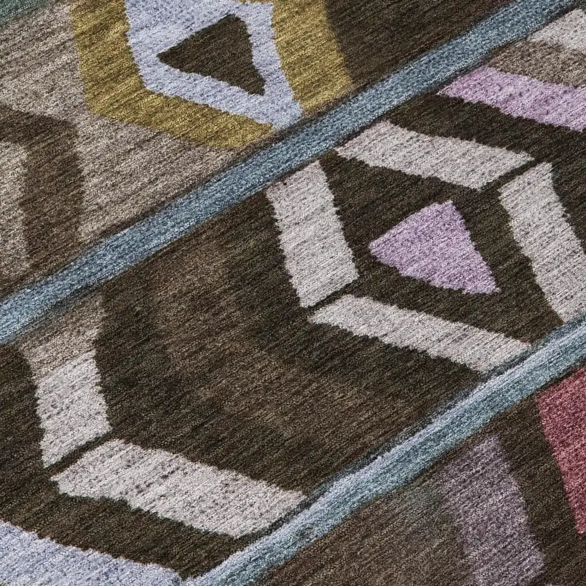 Brown And Graphite Tribal Washable Indoor Outdoor Area Rug Photo 6