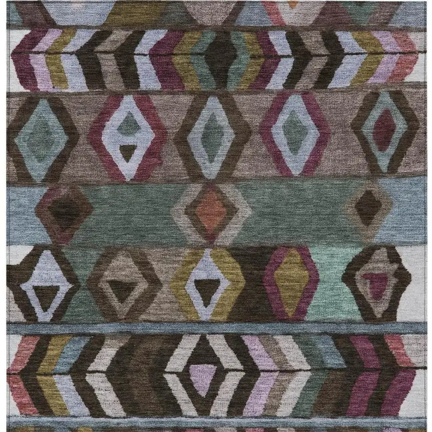 Brown And Graphite Tribal Washable Indoor Outdoor Area Rug Photo 4