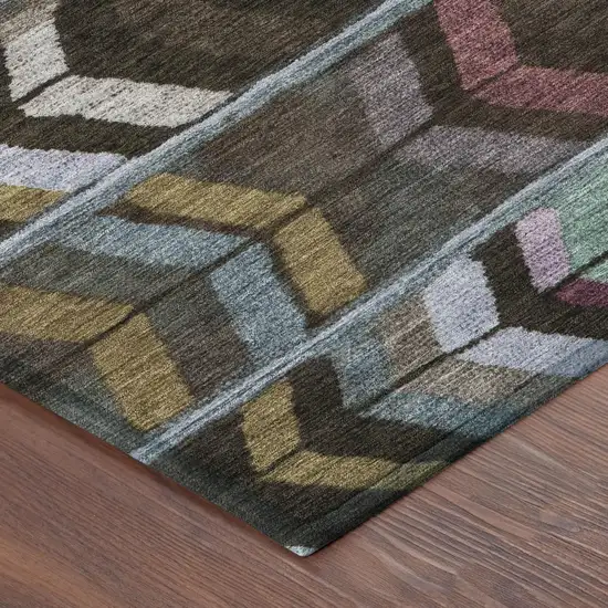 Brown And Graphite Tribal Washable Indoor Outdoor Area Rug Photo 5