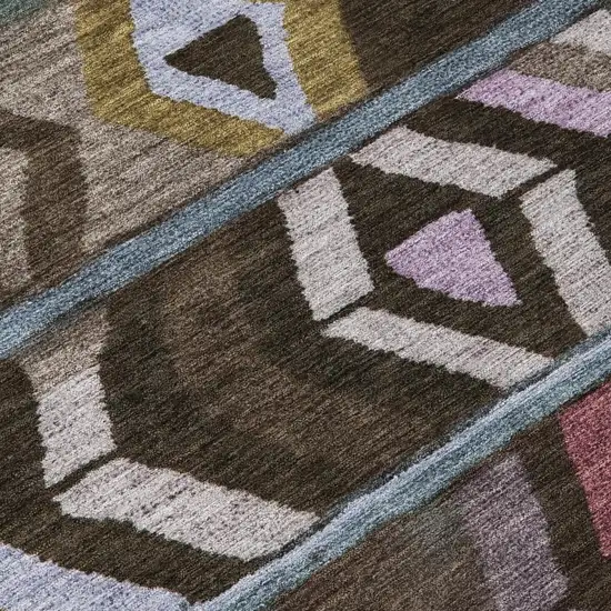 Brown And Graphite Tribal Washable Indoor Outdoor Area Rug Photo 6