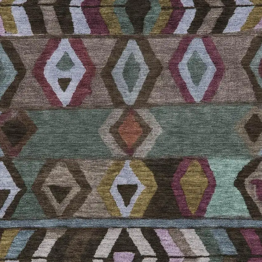 Brown And Graphite Tribal Washable Indoor Outdoor Area Rug Photo 3
