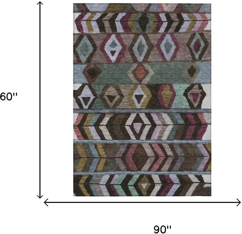Brown And Graphite Tribal Washable Indoor Outdoor Area Rug Photo 7