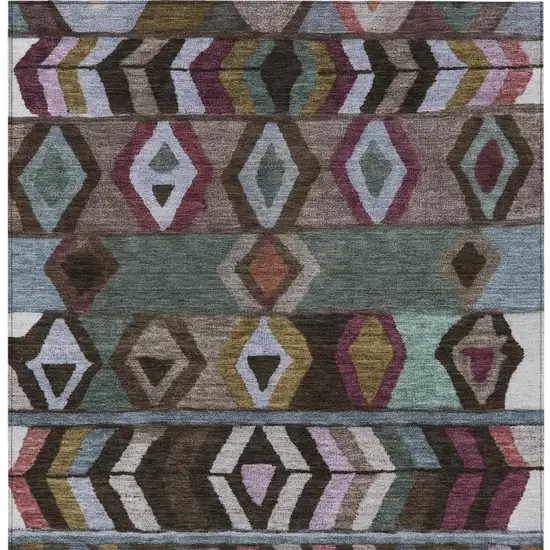 Brown And Graphite Tribal Washable Indoor Outdoor Area Rug Photo 4