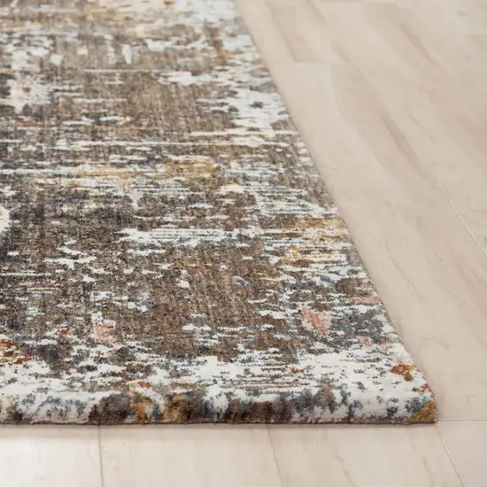 Brown And Gray Abstract Hand Carved Handmade Area Rug Photo 2