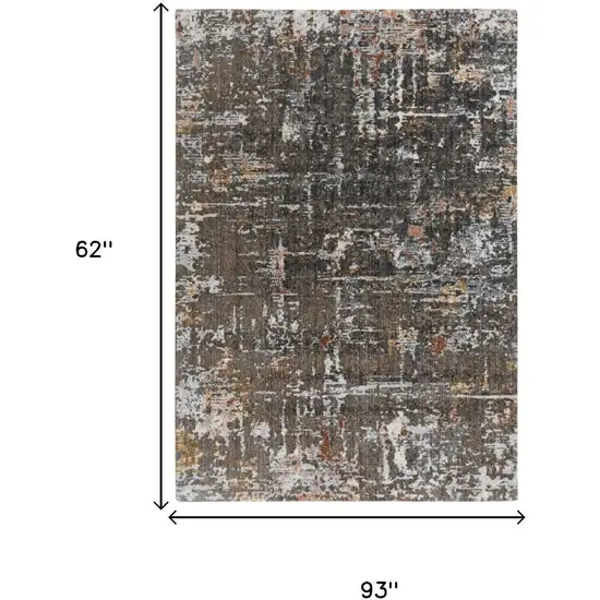 Brown And Gray Abstract Hand Carved Handmade Area Rug Photo 6
