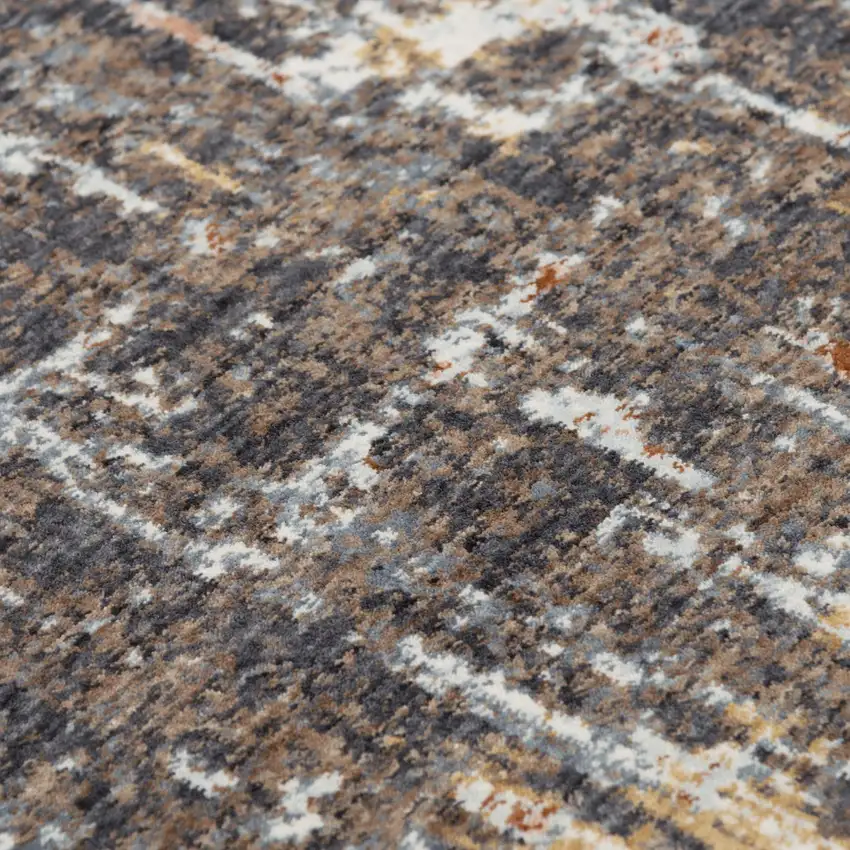 Brown And Gray Abstract Hand Carved Handmade Area Rug Photo 4
