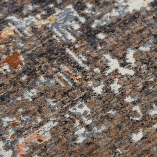 Brown And Gray Abstract Hand Carved Handmade Area Rug Photo 3