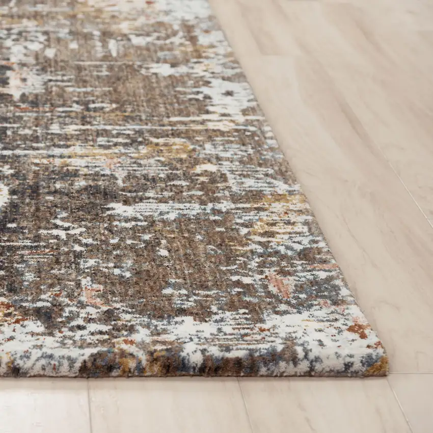 Brown And Gray Abstract Hand Carved Handmade Area Rug Photo 2