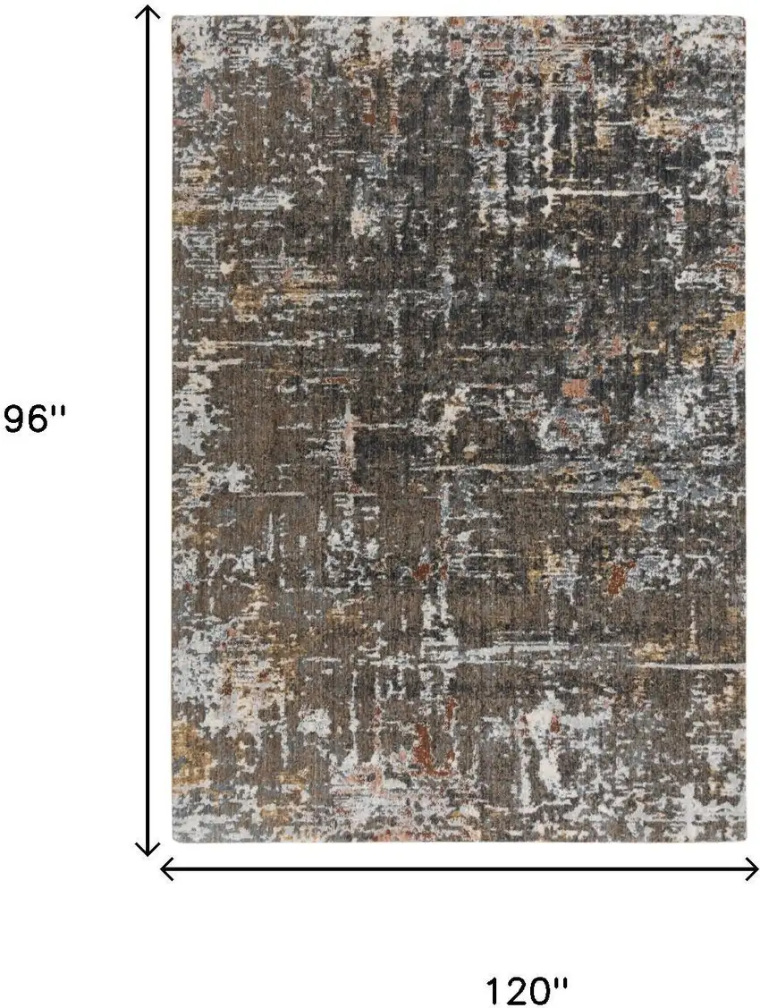 Brown And Gray Abstract Hand Carved Handmade Area Rug Photo 6