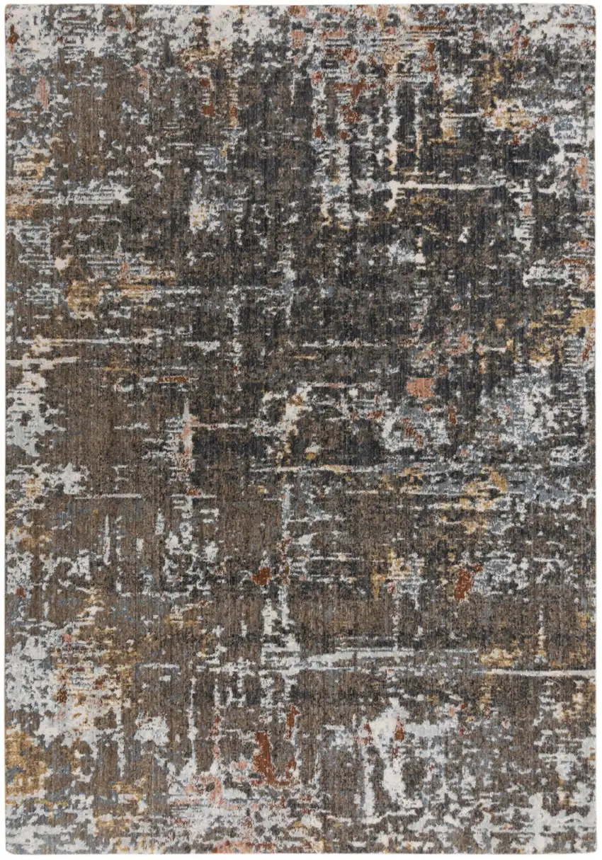 Brown And Gray Abstract Hand Carved Handmade Area Rug Photo 1
