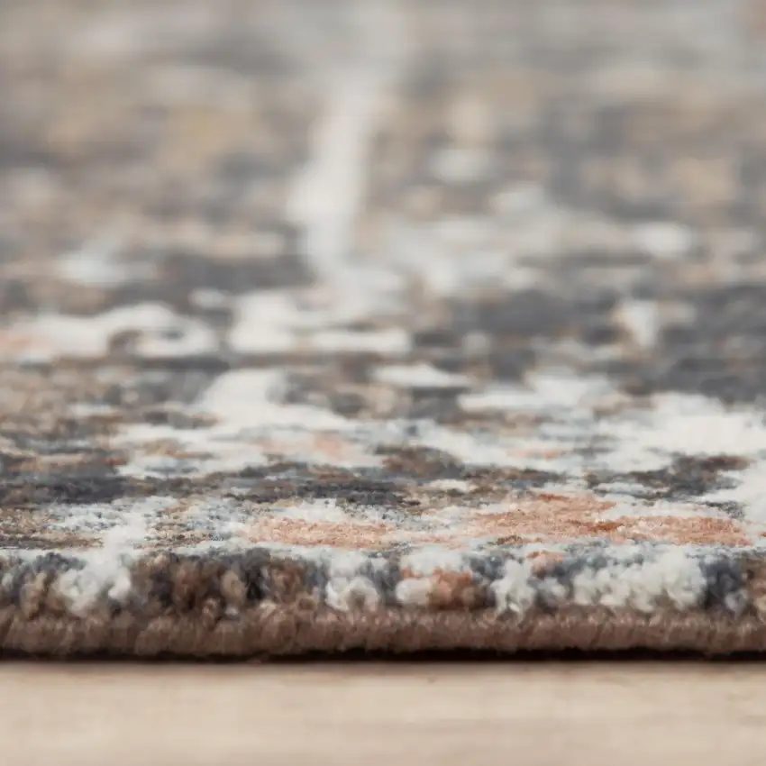 Brown And Gray Abstract Hand Carved Handmade Area Rug Photo 5