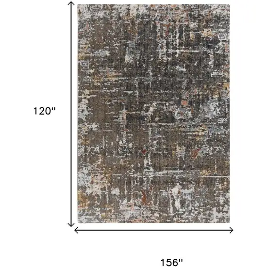 Brown And Gray Abstract Hand Carved Handmade Area Rug Photo 6