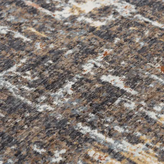 Brown And Gray Abstract Hand Carved Handmade Area Rug Photo 4