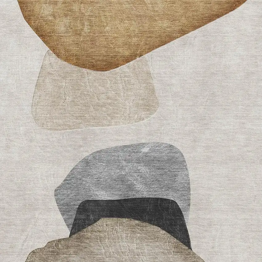 Brown And Gray Abstract Washable Area Rug With UV Protection Photo 4