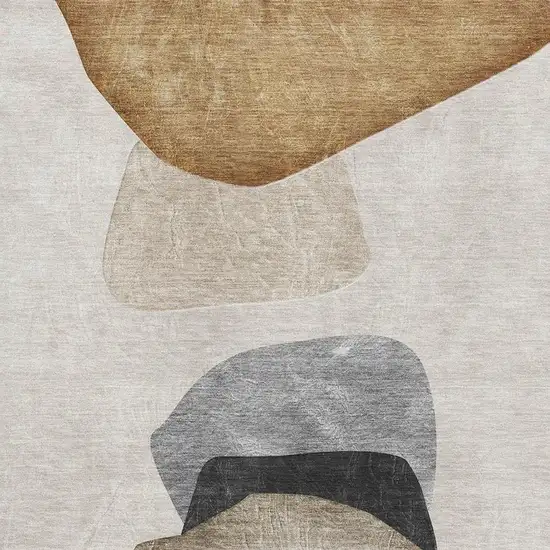 Brown And Gray Abstract Washable Area Rug With UV Protection Photo 3