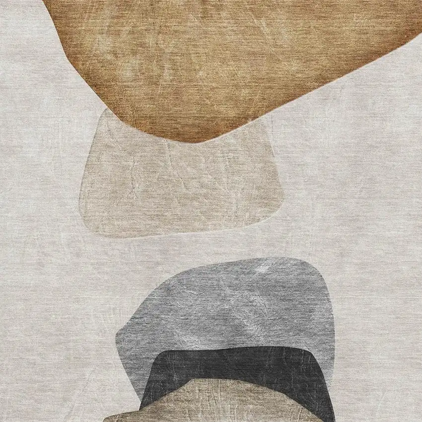 Brown And Gray Abstract Washable Area Rug With UV Protection Photo 3