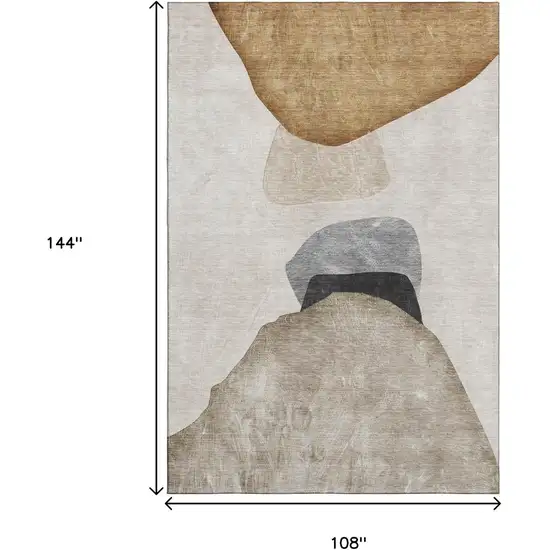 Brown And Gray Abstract Washable Area Rug With UV Protection Photo 7