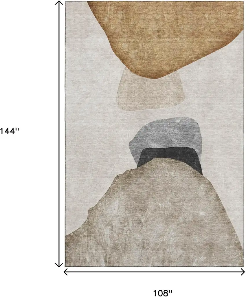 Brown And Gray Abstract Washable Area Rug With UV Protection Photo 7
