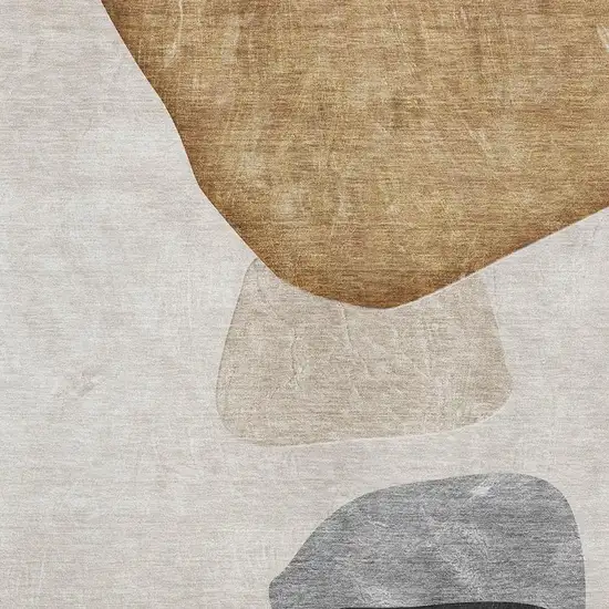 Brown And Gray Abstract Washable Area Rug With UV Protection Photo 3