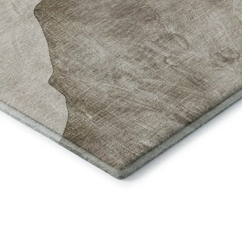 Brown And Gray Abstract Washable Area Rug With UV Protection Photo 9