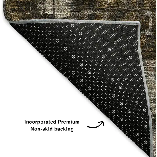 Brown And Gray Abstract Washable Area Rug With UV Protection Photo 4