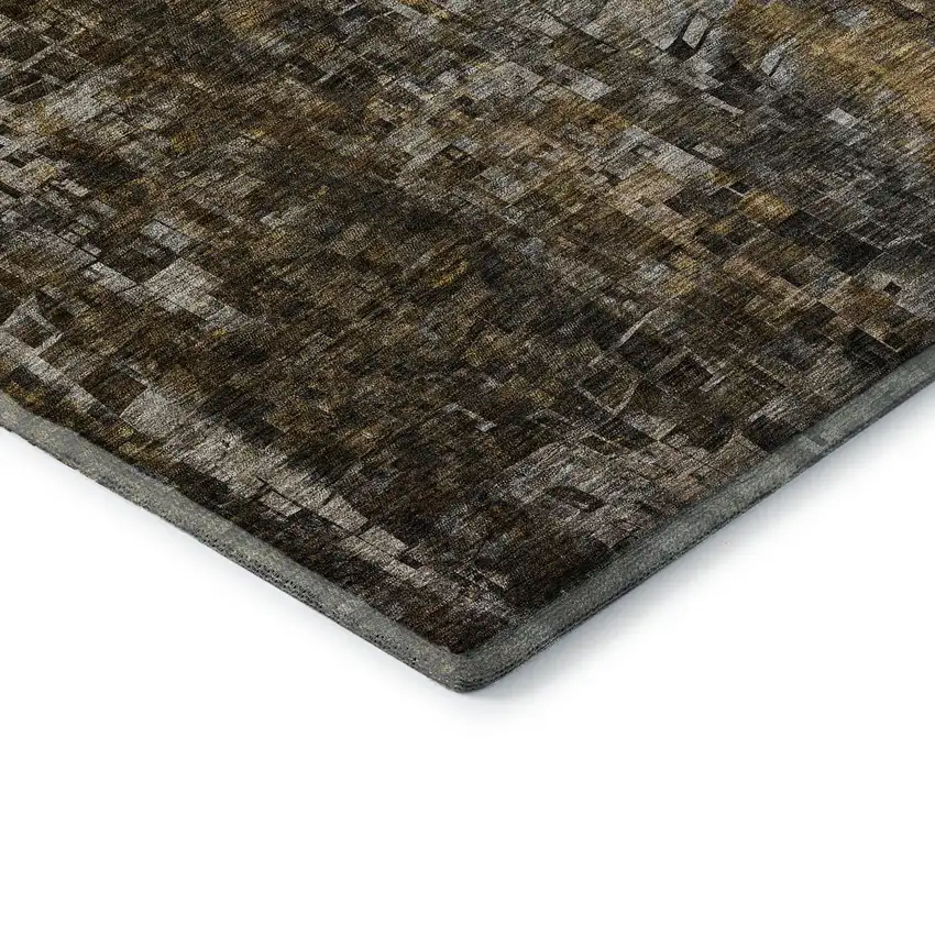 Brown And Gray Abstract Washable Area Rug With UV Protection Photo 6