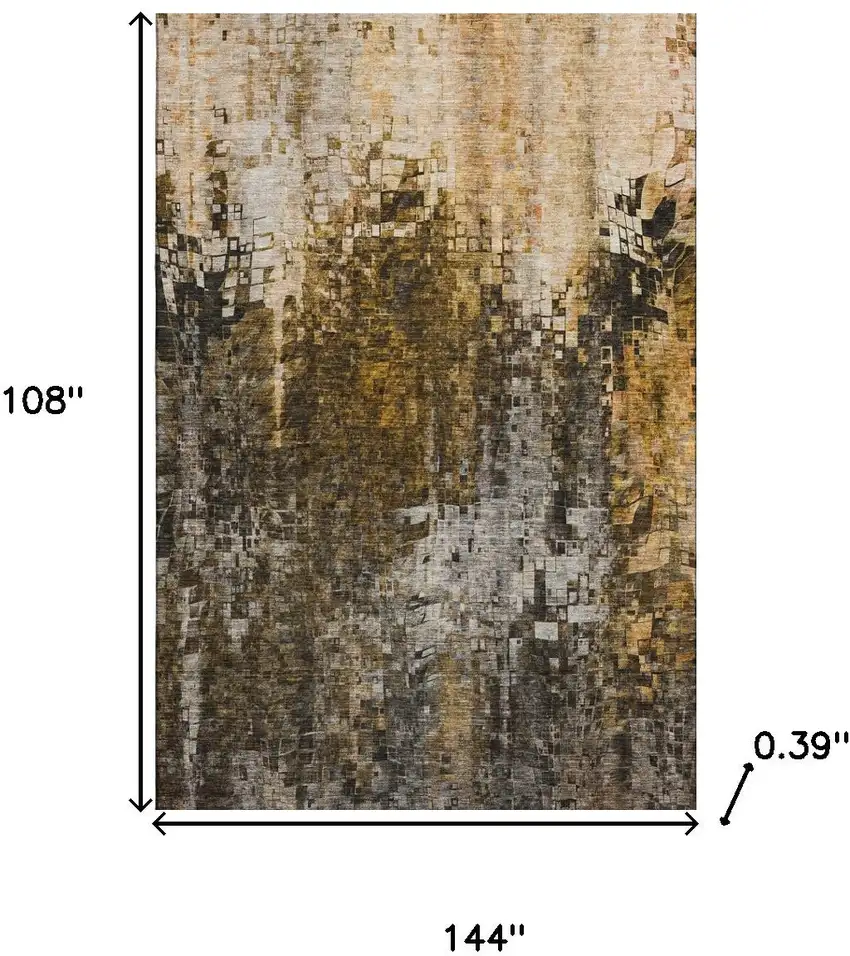 Brown And Gray Abstract Washable Area Rug With UV Protection Photo 3