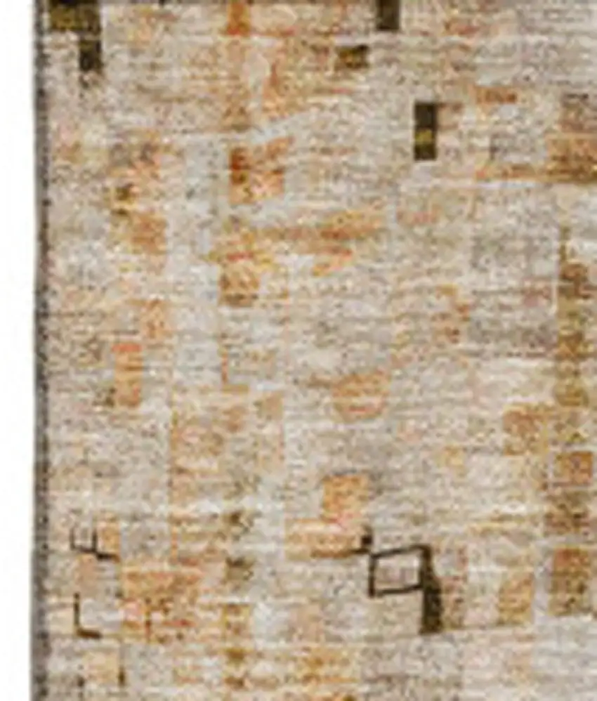 Brown And Gray Abstract Washable Area Rug With UV Protection Photo 5