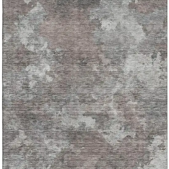 Brown And Gray Abstract Washable Area Rug With UV Protection Photo 4