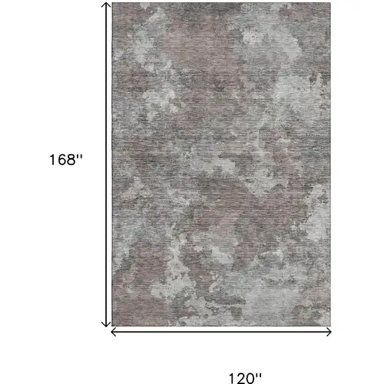Brown And Gray Abstract Washable Area Rug With UV Protection Photo 9