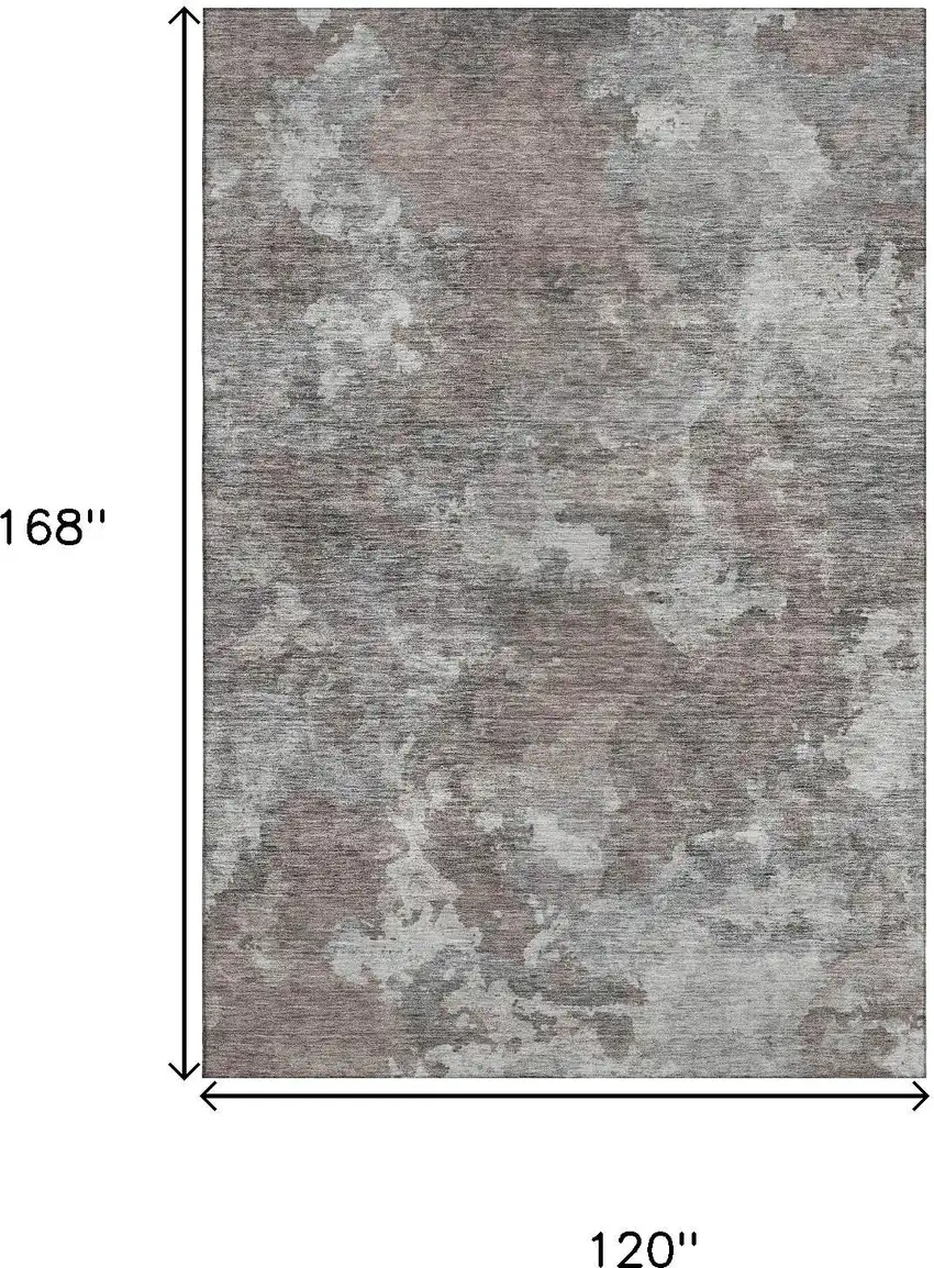 Brown And Gray Abstract Washable Area Rug With UV Protection Photo 9