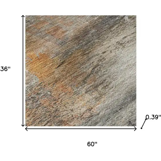 Brown And Gray Abstract Washable Area Rug With UV Protection Photo 8