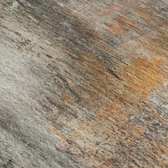 Brown And Gray Abstract Washable Area Rug With UV Protection Photo 3