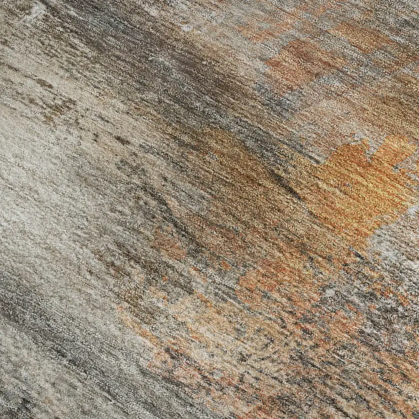 Brown And Gray Abstract Washable Area Rug With UV Protection Photo 3