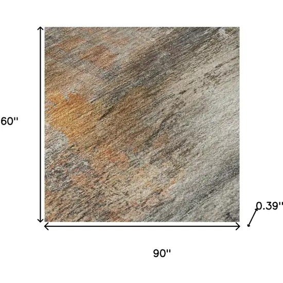 Brown And Gray Abstract Washable Area Rug With UV Protection Photo 8