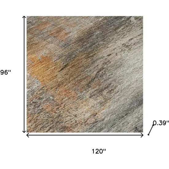 Brown And Gray Abstract Washable Area Rug With UV Protection Photo 7