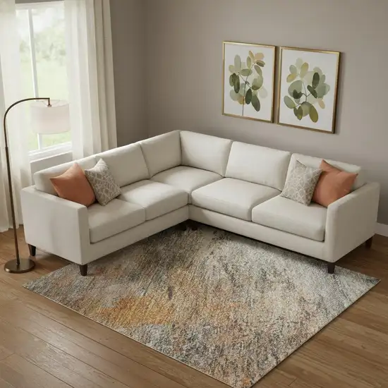 Brown And Gray Abstract Washable Area Rug With UV Protection Photo 2