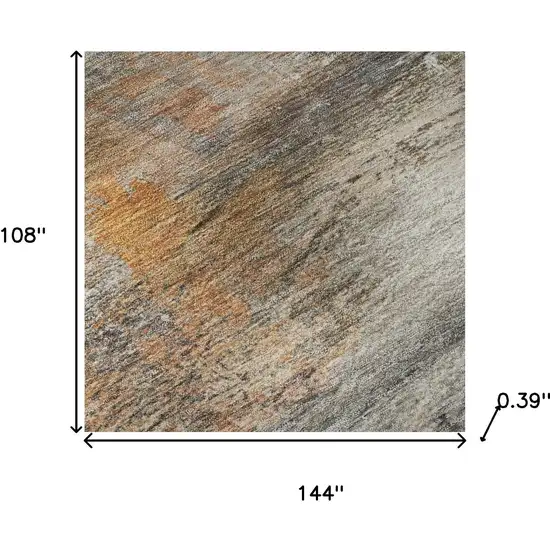 Brown And Gray Abstract Washable Area Rug With UV Protection Photo 7