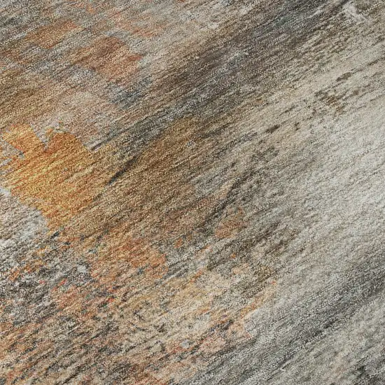 Brown And Gray Abstract Washable Area Rug With UV Protection Photo 1