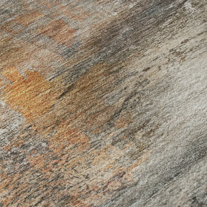 Brown And Gray Abstract Washable Area Rug With UV Protection Photo 1