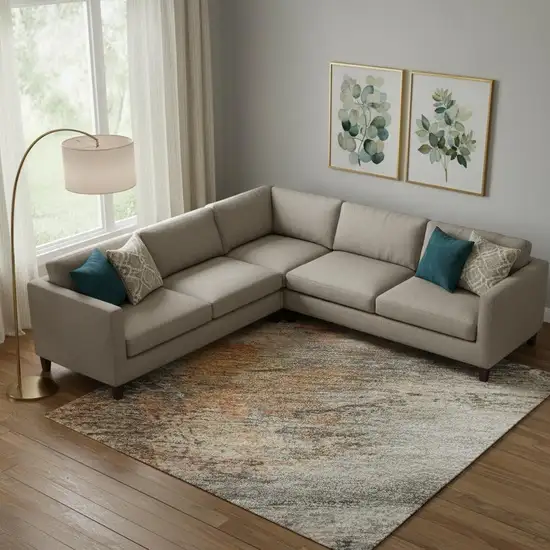 Brown And Gray Abstract Washable Area Rug With UV Protection Photo 2