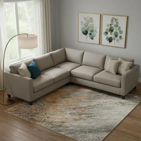 Brown And Gray Abstract Washable Area Rug With UV Protection Photo 2