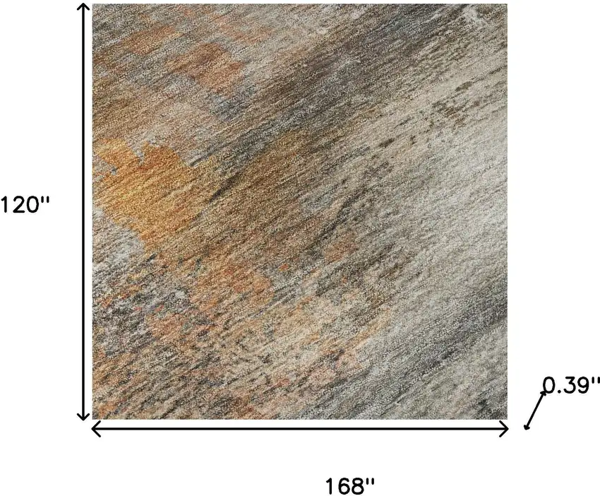 Brown And Gray Abstract Washable Area Rug With UV Protection Photo 7