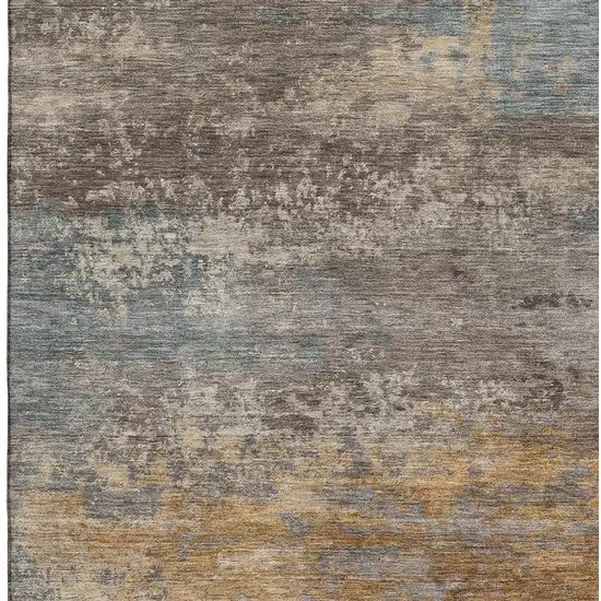 Brown And Gray Abstract Washable Area Rug With UV Protection Photo 3