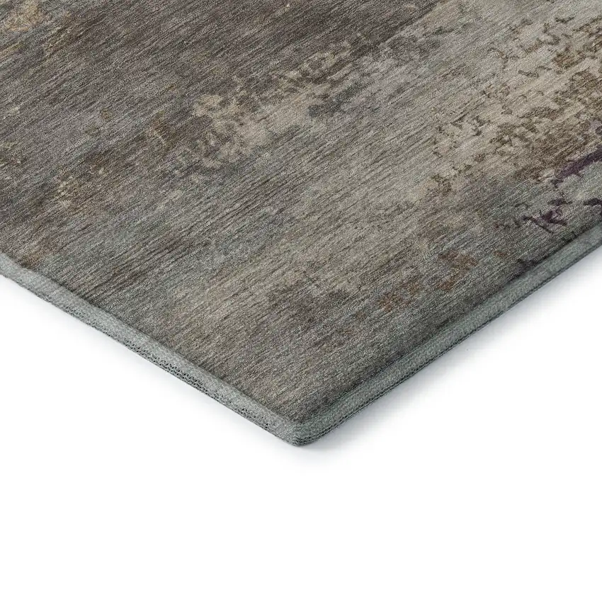 Brown And Gray Abstract Washable Area Rug With UV Protection Photo 7